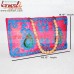 Oversize Cotton Tote Bag in Neon Color - Banjara Bag with Embroidery - Wooden Beaded Handle - Rectangular