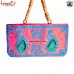 Oversize Cotton Tote Bag in Neon Color - Banjara Bag with Embroidery - Wooden Beaded Handle - Rectangular
