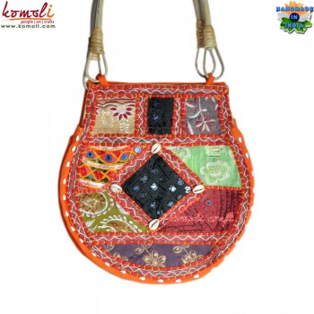 Indian Multi-color Patchworking Carry On Bag with Cane Handle - Custom Designing Available