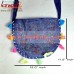 Super Cool Denim Shoulder Bag - Oval Shaped Bag with Mirror Working - Banjara Gypsy Shoulder Bag