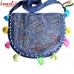 Super Cool Denim Shoulder Bag - Oval Shaped Bag with Mirror Working - Banjara Gypsy Shoulder Bag