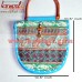 Vibrant Neon Blue Zari-work and Patchwork Bag with Cane Handle - Custom Designs