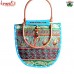 Vibrant Neon Blue Zari-work and Patchwork Bag with Cane Handle - Custom Designs