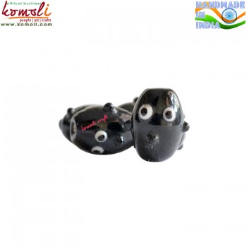 Black Fella - Oval Shape Handmade Glass Beads