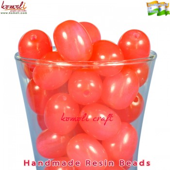 Cherry Red Oval - Handmade Resin Beads