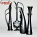 One Two Three Four - Quadra Tiny Vases - Black Metal Bidri Working Silver Inlaid