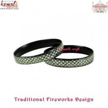 Fireworks - Silver Engraved Bangle (Wide)