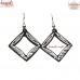 Dazzling Diamond Black Metal Silver Inlay Earrings