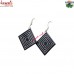 Diamond-in-Diamond Metal Inlay Work Bidri Earrings