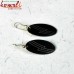 Vowel Shape Black Metal Silver Inlay Earrings