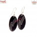 Vowel Shape Black Metal Silver Inlay Earrings