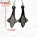 Grapnel Anchor Black Metal Bidri Art Silver Inlay Earrings