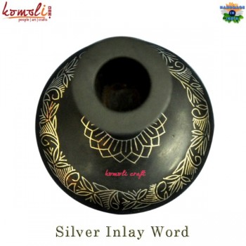 Zinc Alloy Silver Inlay Bidri Candle Stand