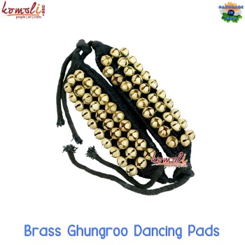 Black Dancing Ghungroo Pad, Handmade Brass Bells on Cotton Pad