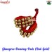 Red Dancing Ghungroo Pad, Large 3 lines brass bells ghungroo anklet bells