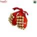 Red Dancing Ghungroo Pad, Large 3 lines brass bells ghungroo anklet bells