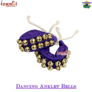 Purple Kathak Ghungroo pad, 2 rows of bells, many colors