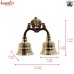 Sheshnag Brass Handle Bell, Unique Twin Pooja Bells, Golden Solid Brass Spiritual Bells