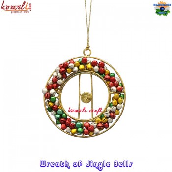 Miniature Christmas Wreath Made of Colorful Jingle Bells Ornaments Decoration - Customization Available