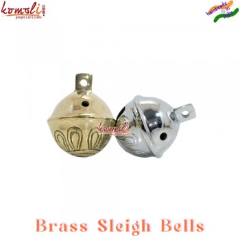 Large XL Christmas Brass Sleigh Bells Gold And Silver (55 mm height)