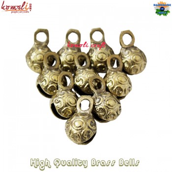 Small Round Brass Bell with Dent Marks - Indian Brass Ghungroo Sleigh Bell Crafting Supplies