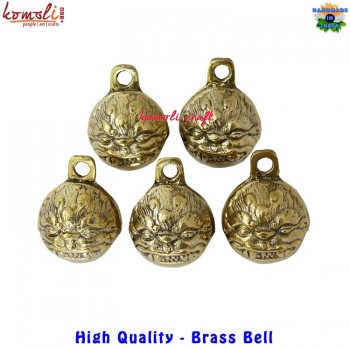 Tibetan Style Devil Design Round Brass Sleigh Jingle Bell For Home Decoration Crafting Supplies