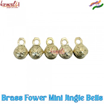 Small Brass Ghungroo Sleigh Bells - 5 Petal Flower Bell