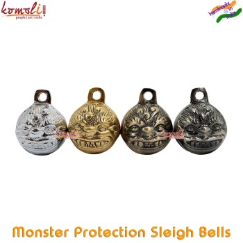 Brass Sleigh Bells, Protection Guardian Bell, Gremlin Bell, Ride Bell, Monster Demon Devil Face