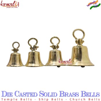Large Brass Temple Ship Church Bells, Handmade Solid Brass Bells