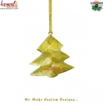 Christmas Tree -  Flat Brass Metal Xmas Ornament Hanging Decoration