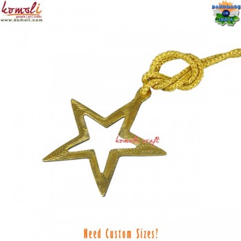 Metal Xmas Christmas Ornament - Brass Star Large Size Custom Design