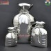 Set of Three - Sack Shape Silver Plated Brass Metal Flower Vase Unique Gift