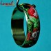 Floral Garden Leatherette and Brass Bangle