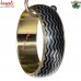Black Wavvy Bangle - Handmade Brass Bangle With Leatherette Fitting