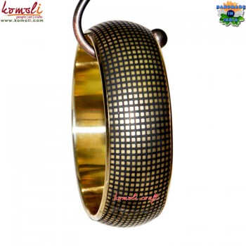 Golden Checkers Brass Bangle Handmade Jewelry