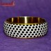 Black Polka Dots - Handmade Brass Bangle With Leatherette Fitting 	