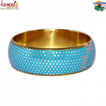 Perforated Blue on Silver Brass Bangles Bracelets