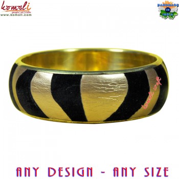 Velvety Black and Golden  Brass Sheet Bangle