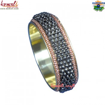 Inter-mesh Copper - Black Brass Bangle Bracelet