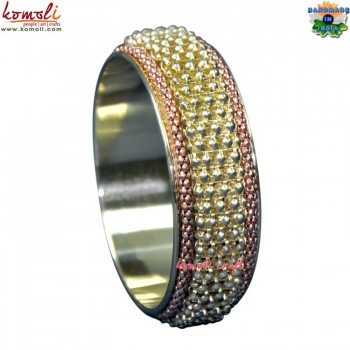 Inter-mesh Copper Gold Brass Bangle Bracelet