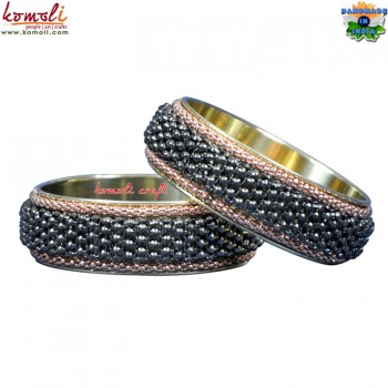 Inter-mesh Copper - Black Twin Set Brass Bangles Bracelets