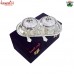 Royal Choice Brass Metal Silver Plated Bowl Set in Purple Velvet Box Wedding Gifts