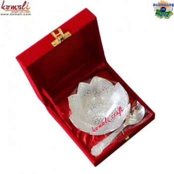 Lotus Flower Design Indian Wedding Favor House Warming Return Gift Silver Plated Bowl