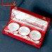 7 Piece Set Peacock Motif Silver Plated Brass Gift Set in Velvet Box