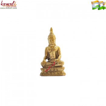 Golden Meditating Buddha - Miniature Brass Statue