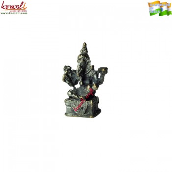 Ganesha Sitting on Platform - Miniature Bronze Statue