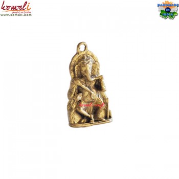 Golden Standing Ganesha Pendant Brass Jewellery