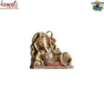 Golden Resting Ganesha Pendant Brass Metal Jewellery Pendant