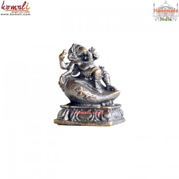 Ganesha on Shankha - Miniature Bronze Statue