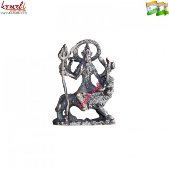 Sherawali Durga Murti - Miniature Bronze Statue Idol